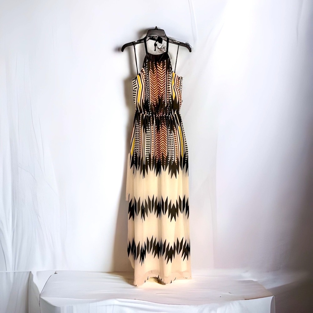 Vice Camuto Woman’s Chiffon Ruffle Neck Maxi Dress Size 0 (New never used)